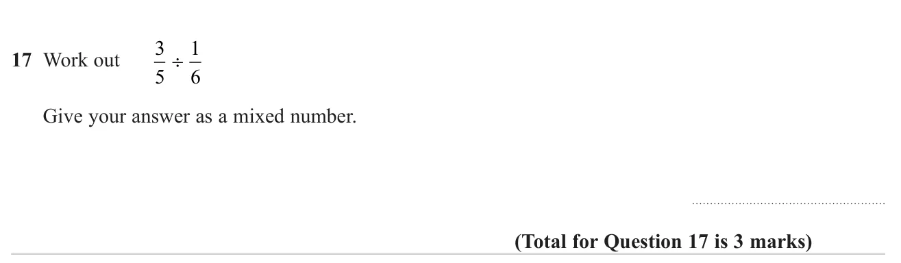 Divide one proper fraction by another and write the result as a mixed number.