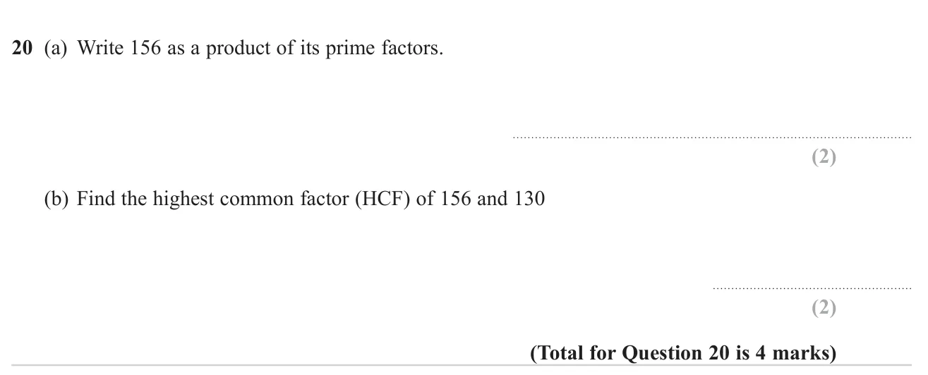 Write a number as a product of primes and find the highest common factor of two numbers.
