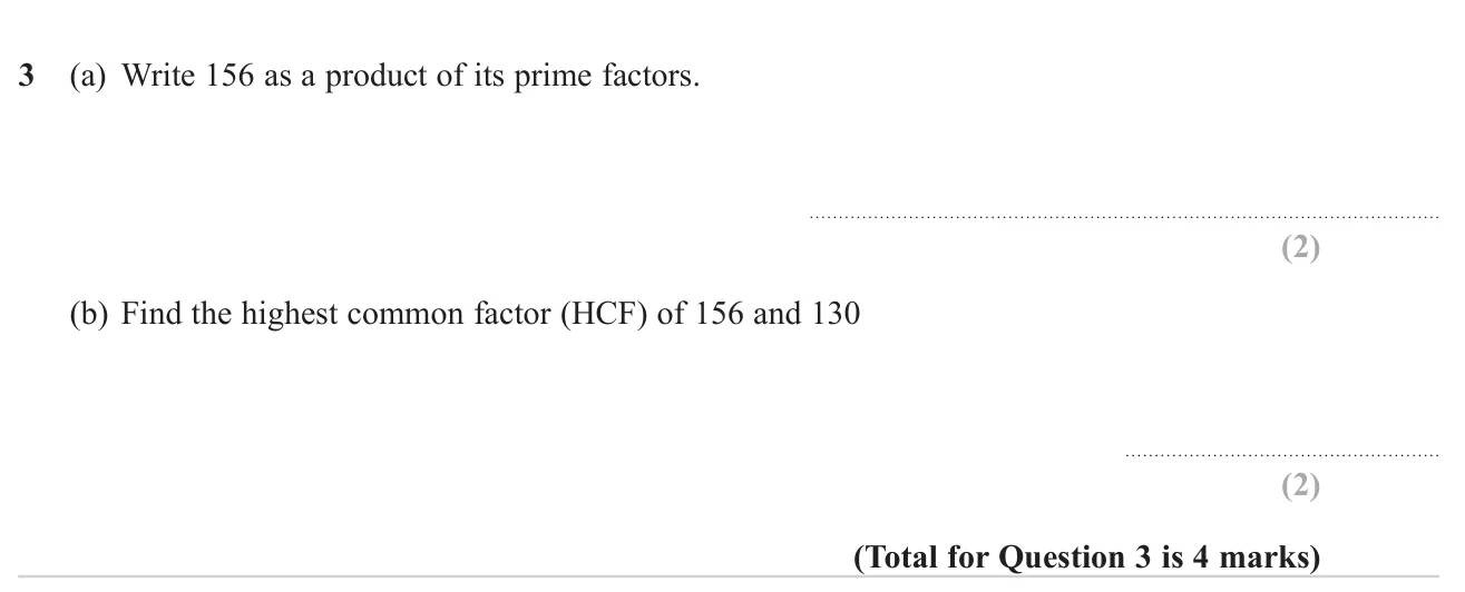 Write a number as a product of primes and find the highest common factor of two numbers.