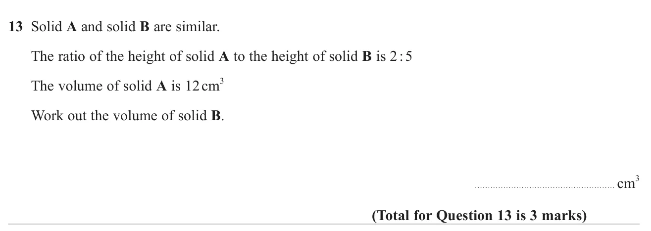 Use a height ratio of similar solids to find a volume.
