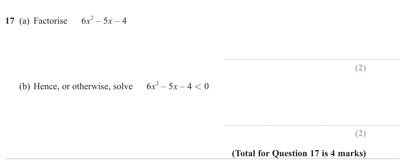 Factorise a quadratic with a leading coefficient that isn't 1 and use it to solve a quadratic inequality.