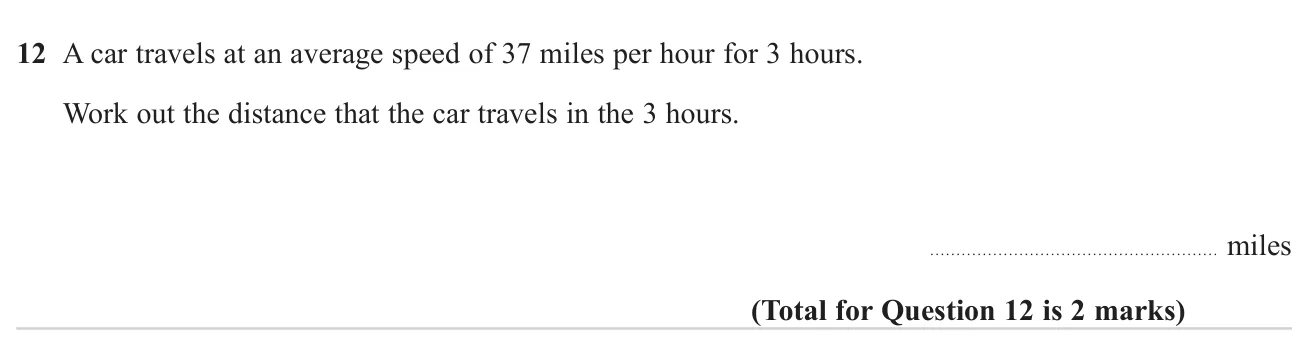 Find the distance covered from an average speed and a time.
