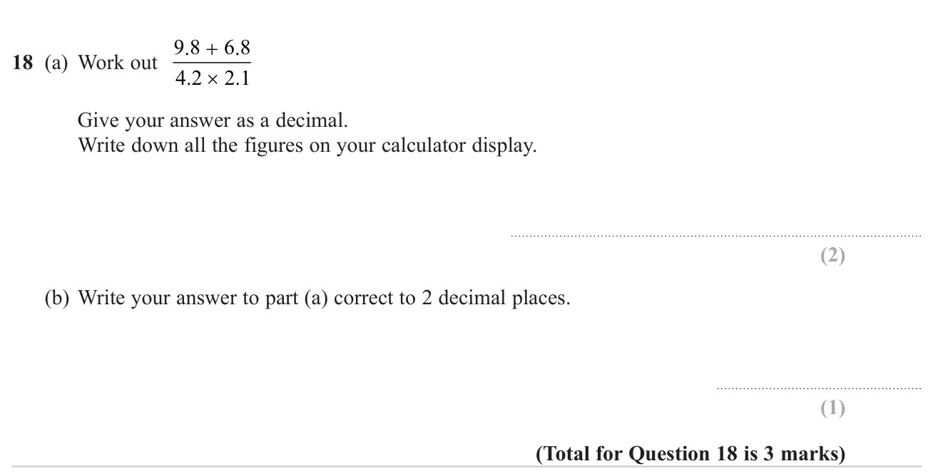 Use a calculator to evaluate a fraction with sums and products, then round the result to 2 decimal places.