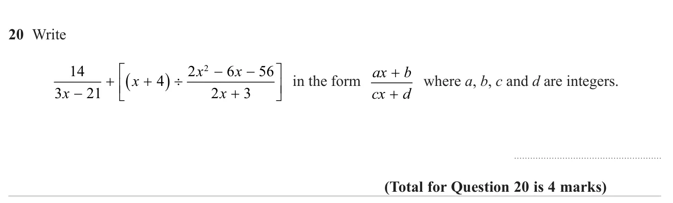 Add an algebraic fraction to the result of dividing by another algebraic fraction, giving one simplified fraction.