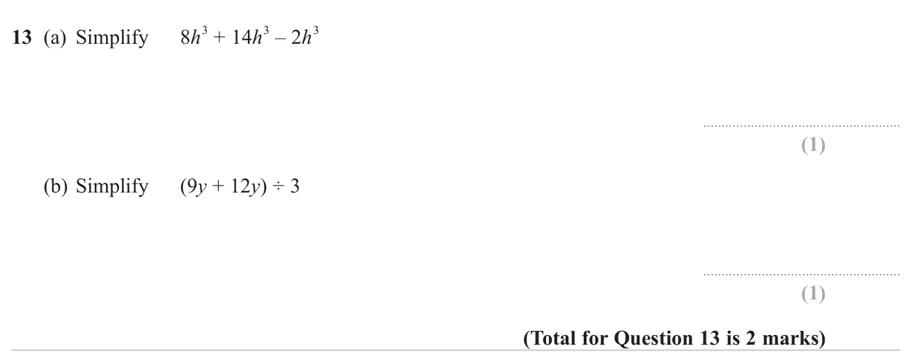 Simplify two algebraic expressions by collecting like terms.