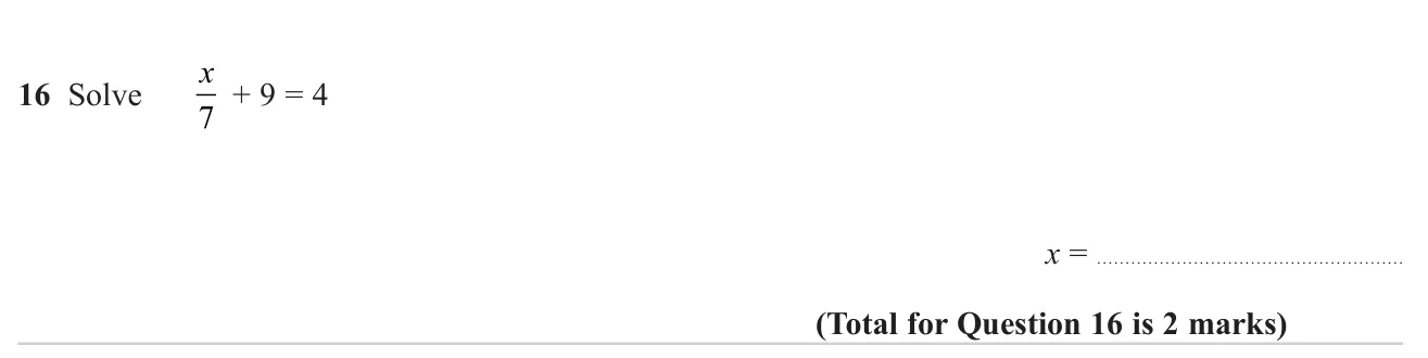 Solve a linear equation that involves dividing the unknown.