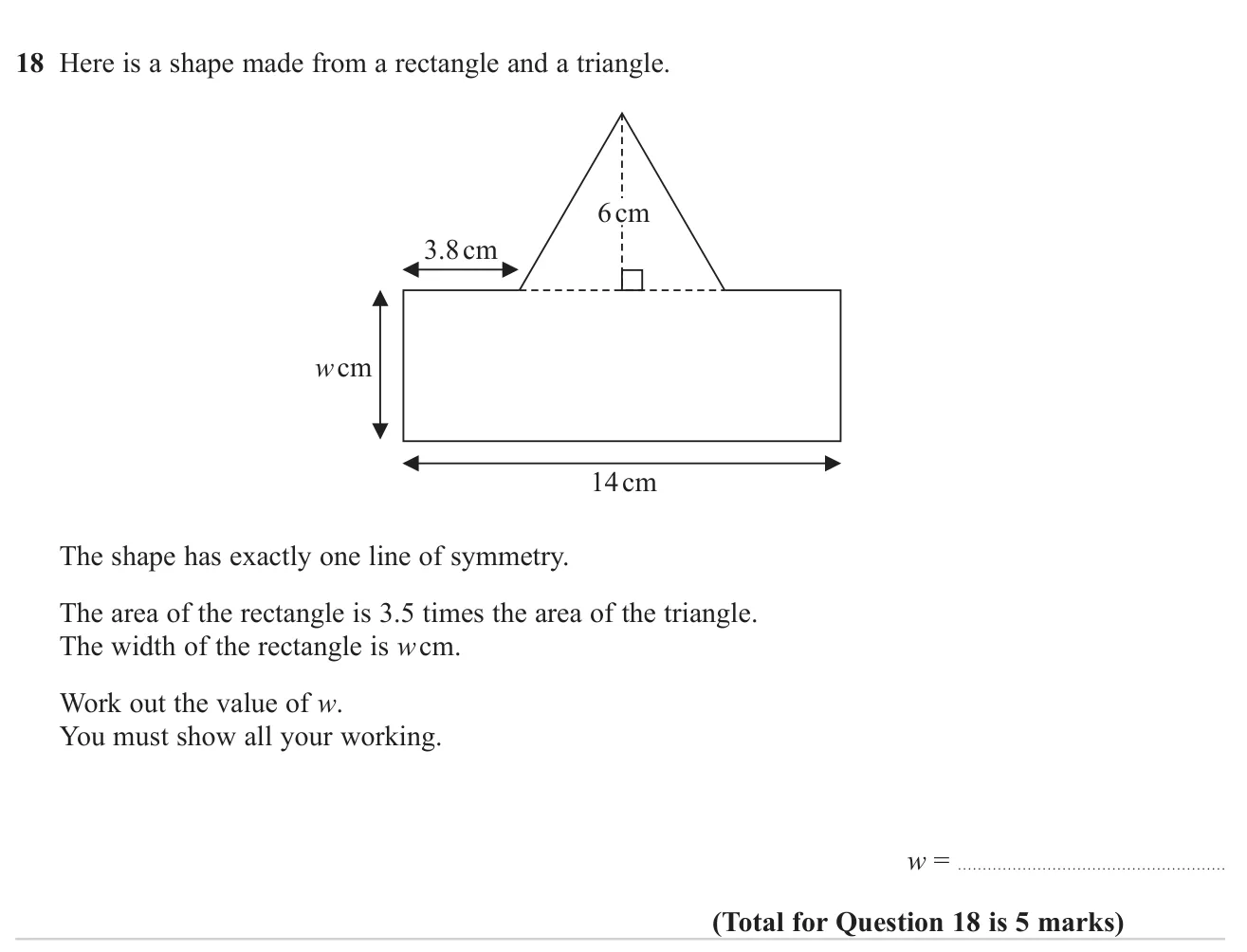 Use a link between the areas of a rectangle and a triangle to find the rectangle's width.