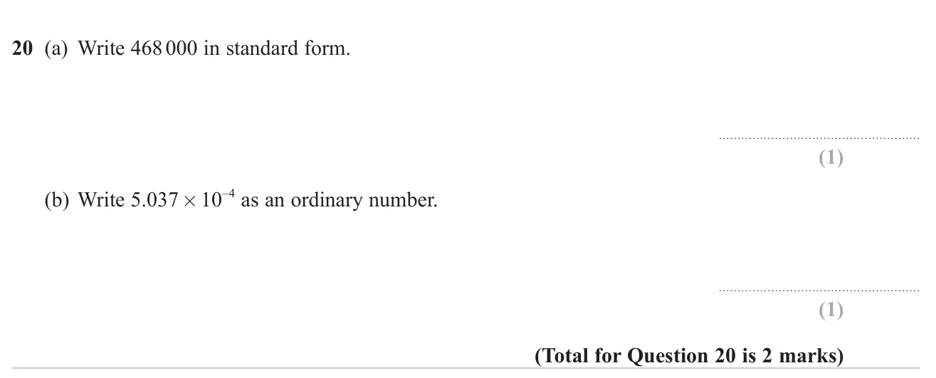 Convert between ordinary numbers and standard form.