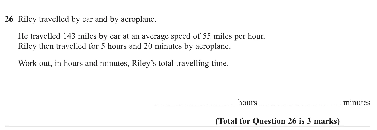 Find total journey time from a car leg using speed and a flight time.