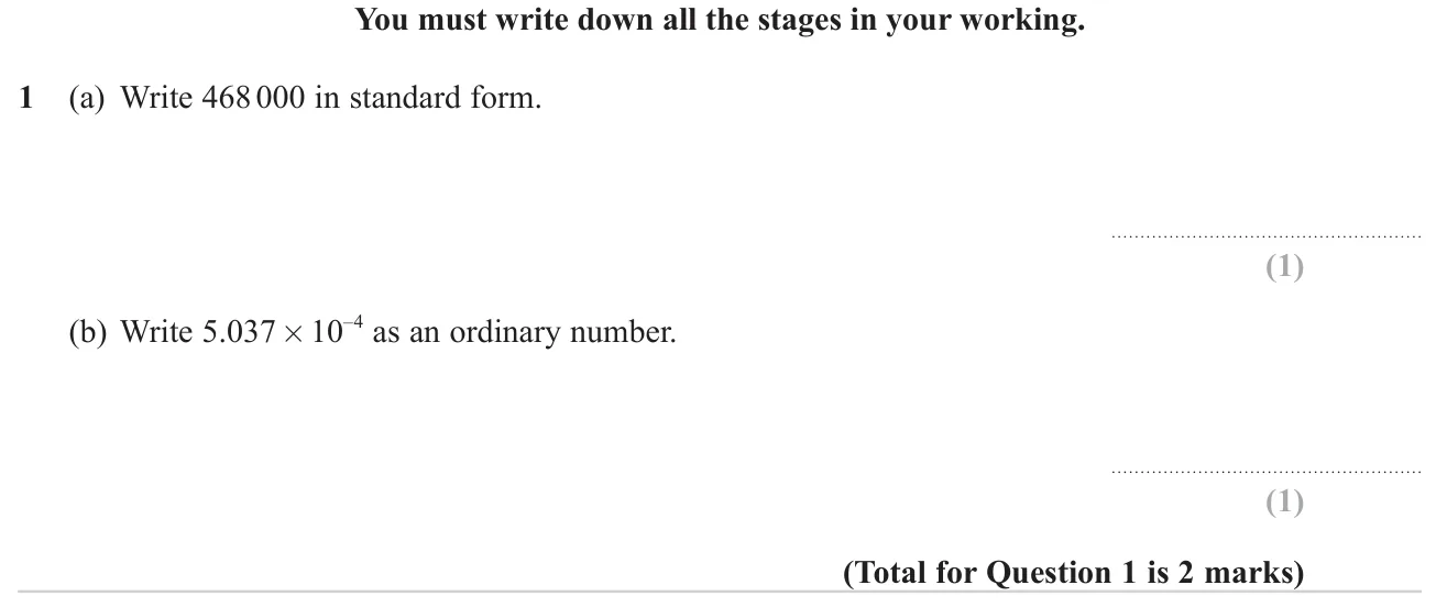 Convert between ordinary numbers and standard form.