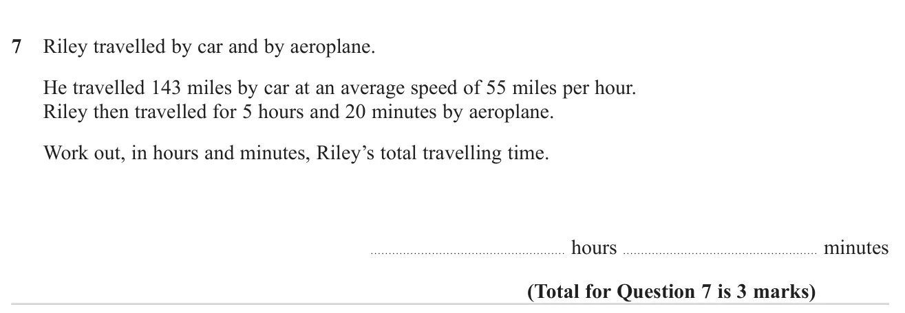 Find total journey time from a car leg using speed and a flight time.
