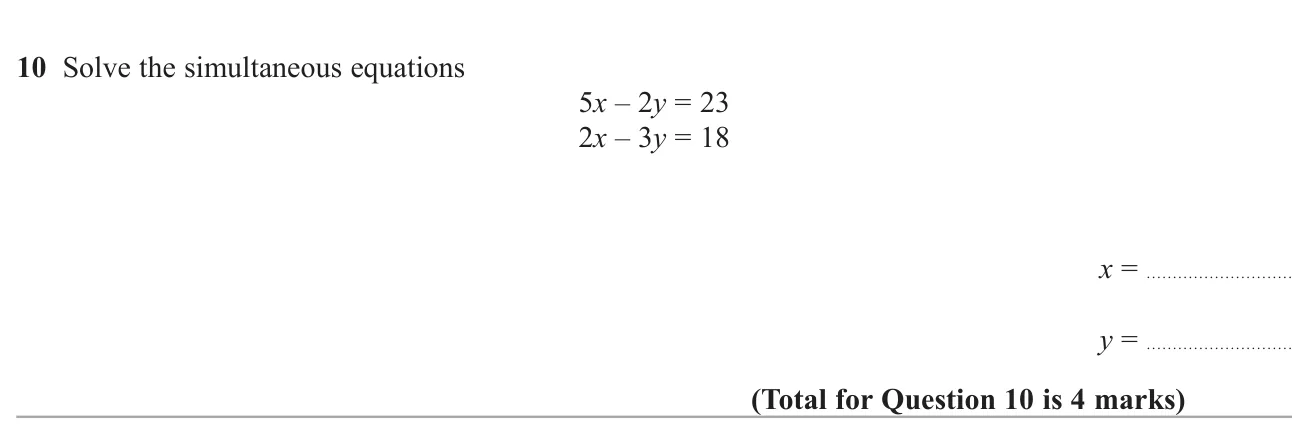 Solve a pair of linear simultaneous equations.