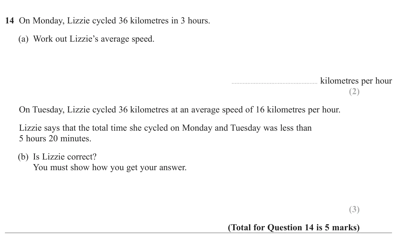 Work out average speed, then check whether total cycling time over two days is under a given time.