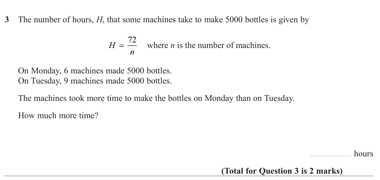 Use a formula for time taken by a number of machines to find the difference in hours between two days.