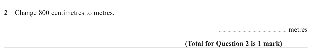 Convert a length from centimetres to metres.