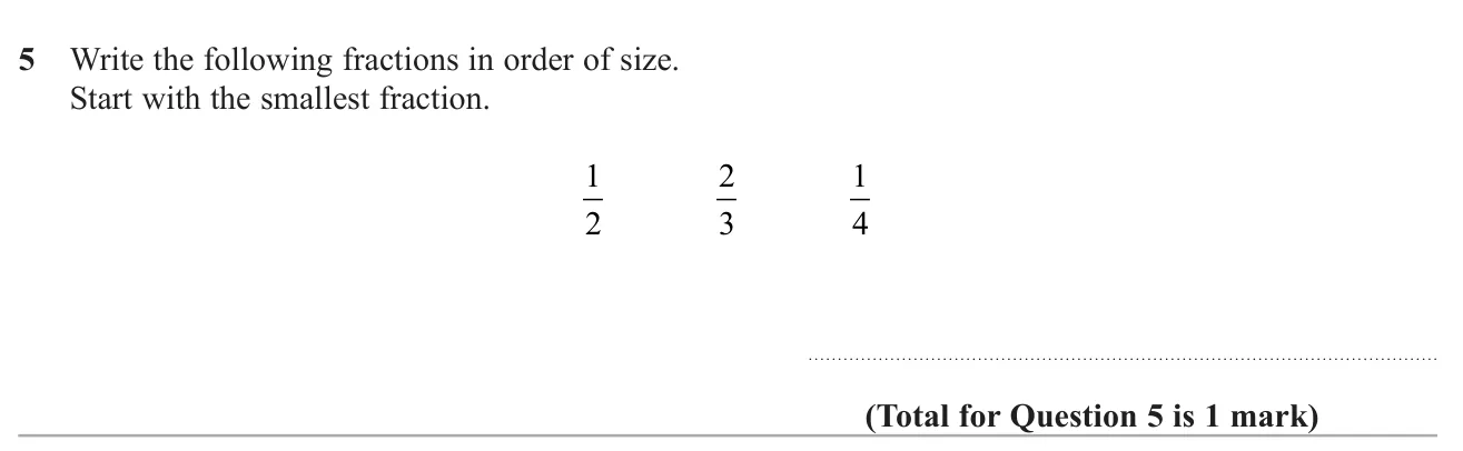 Put three simple fractions in order from smallest to largest.