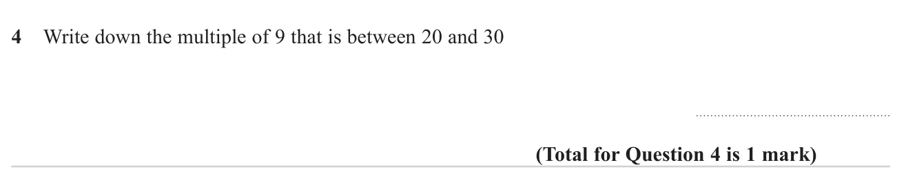 Identify the multiple of 9 lying between two given numbers.