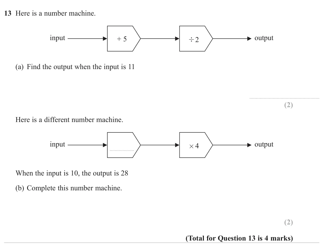 Use a two-step number machine forwards, then find a missing second operation.