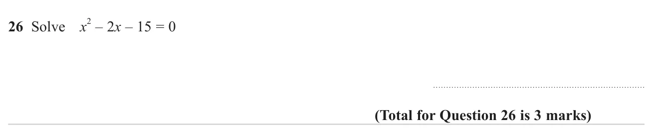 Solve a quadratic equation by factorising.