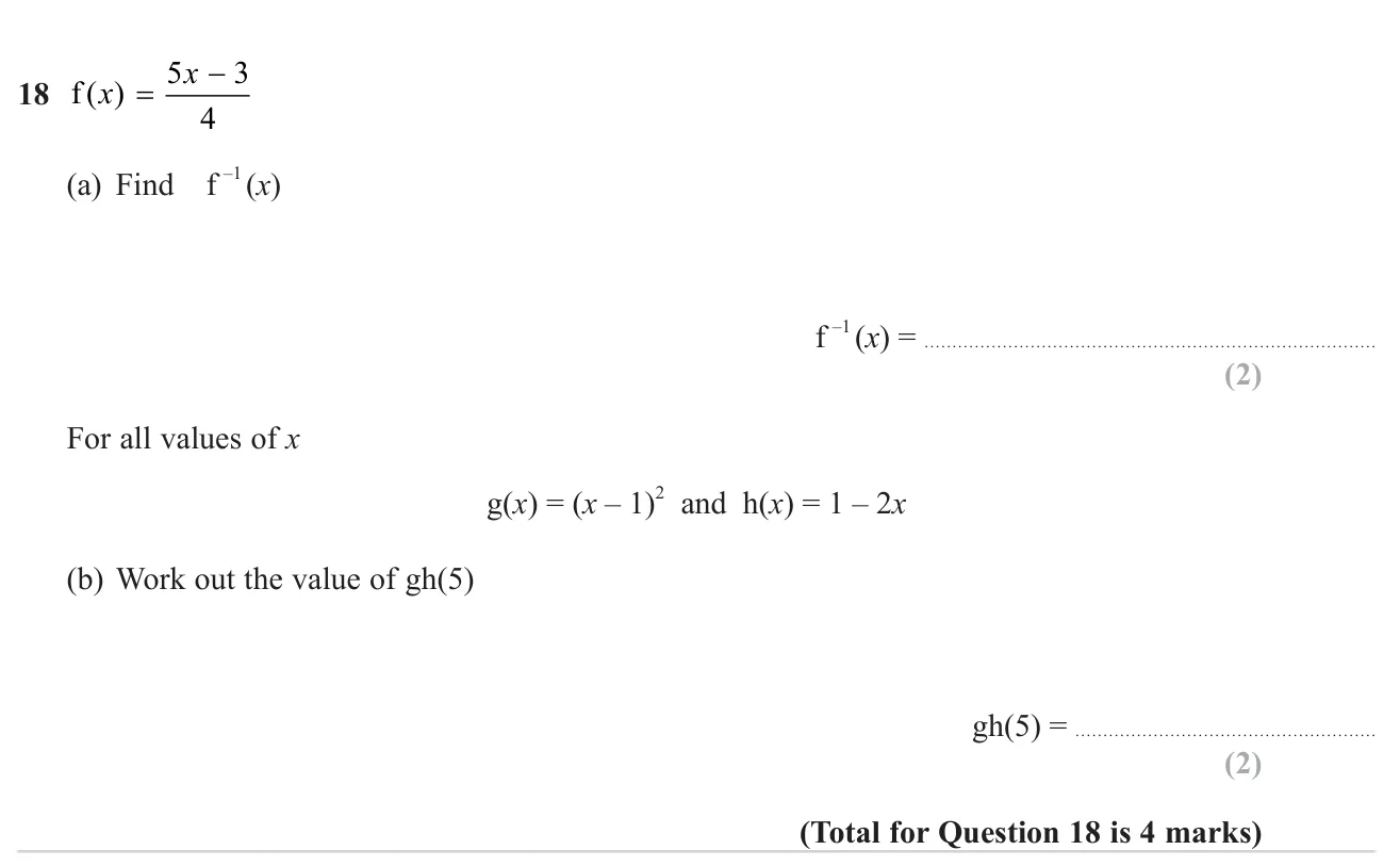 Find the inverse of a linear function and evaluate a composite function.