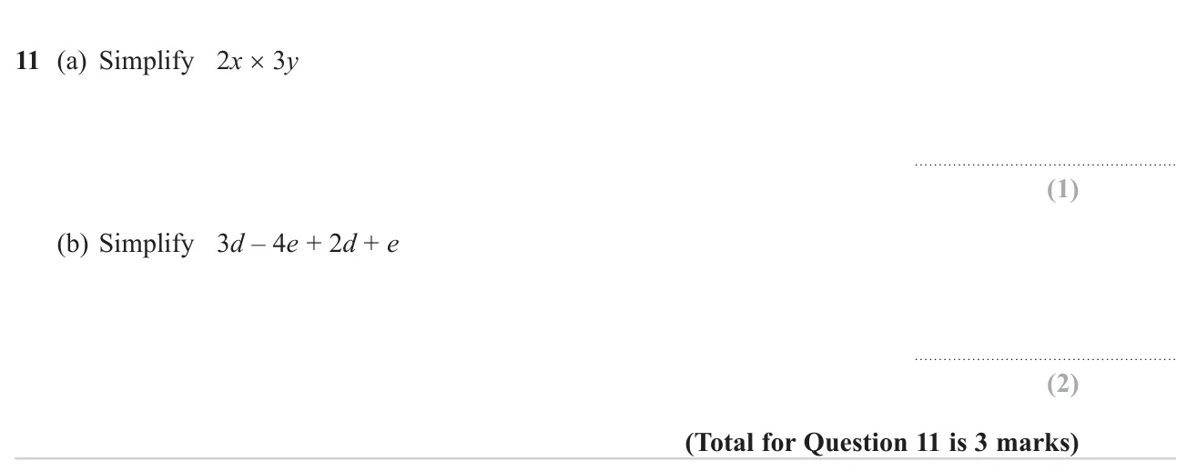 Simplify a product of two terms and collect like terms in an expression.