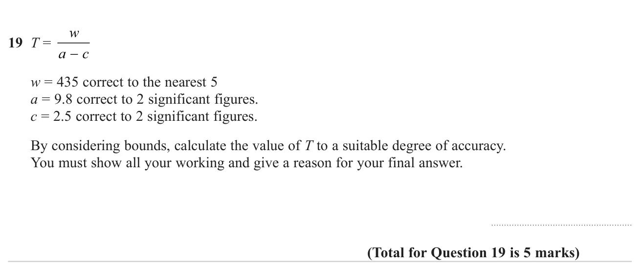 Use upper and lower bounds of three rounded values to find a formula's value to a justified degree of accuracy.