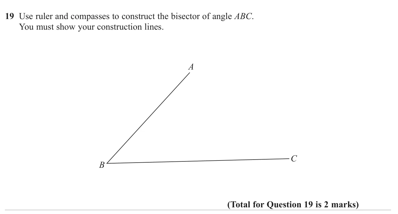 Construct an angle bisector with ruler and compasses.