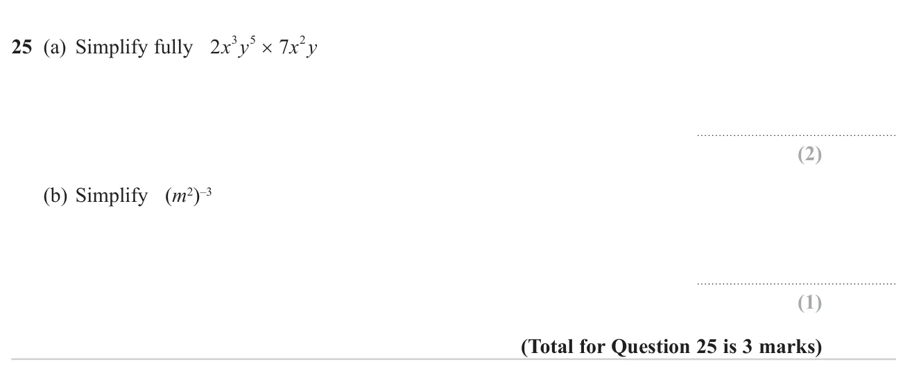 Simplify a product of algebraic terms with powers, and a power of a power.